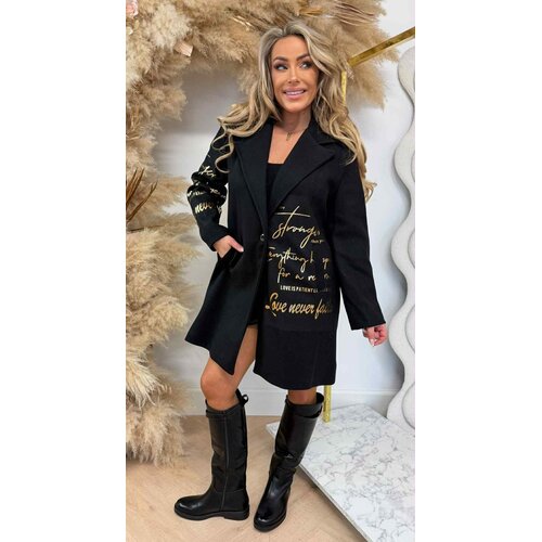 GOLDY TEKST COAT BLACK GOLDY TEKST COAT BLACK