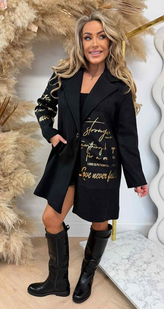 GOLDY TEKST COAT BLACK
