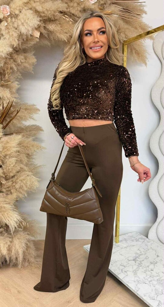 SEQUIN PARTY TOP 7051 CHOCO