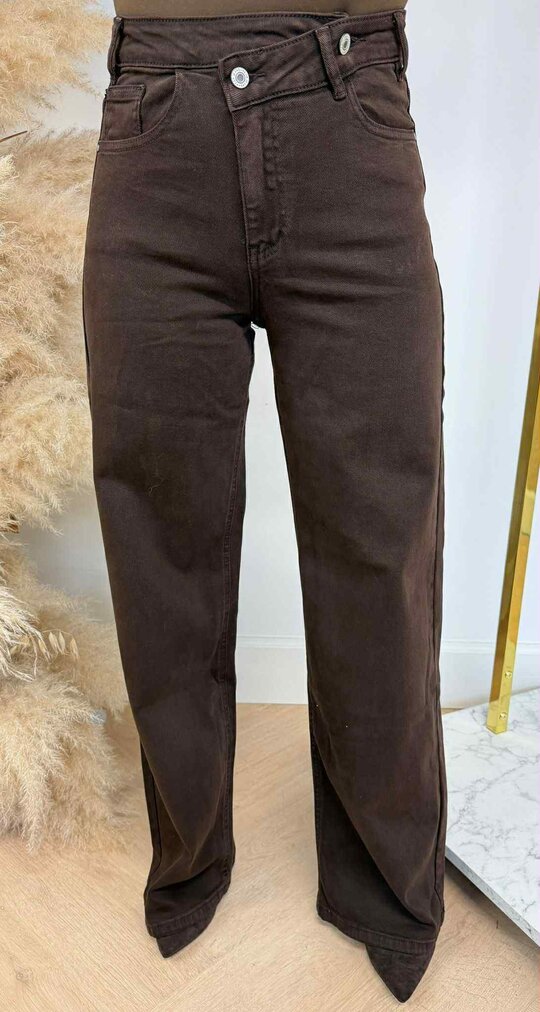 SLANTED WIDE LEG JEANS 6005-5 CHOCO