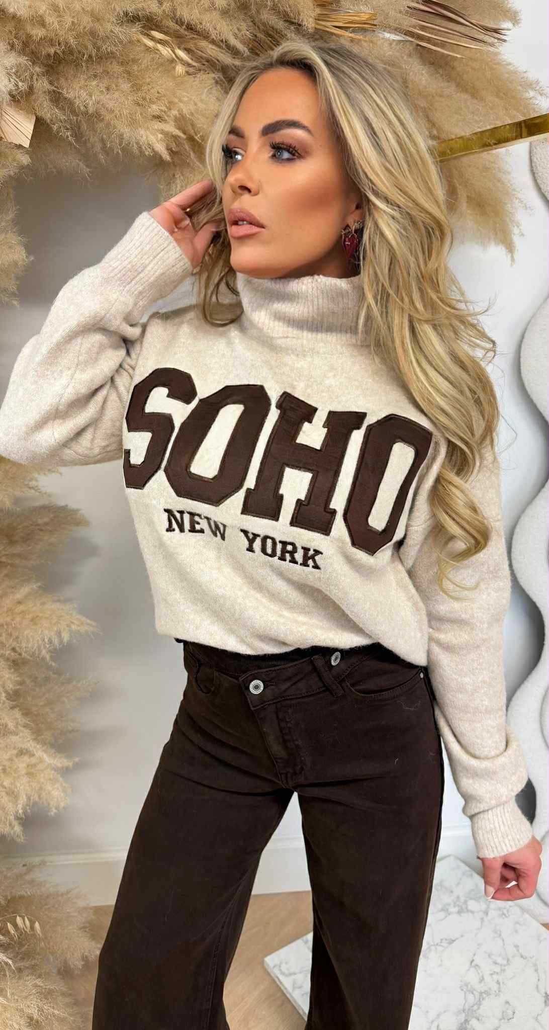 SOFT KNITTED SOHO COLL TRUI AM885 BEIGE