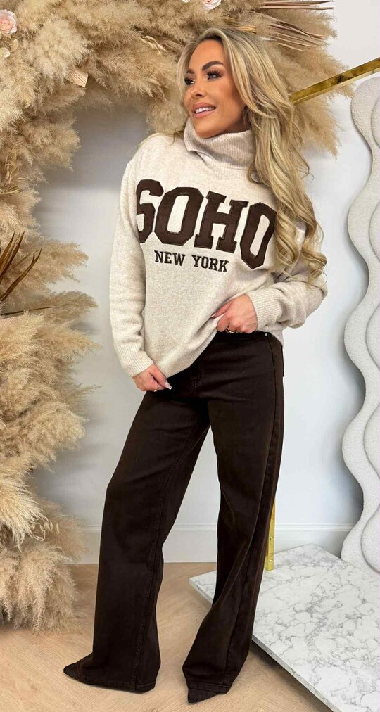 SOFT KNITTED SOHO COLL TRUI AM885 BEIGE SOFT KNITTED SOHO COLL TRUI AM885 BEIGE