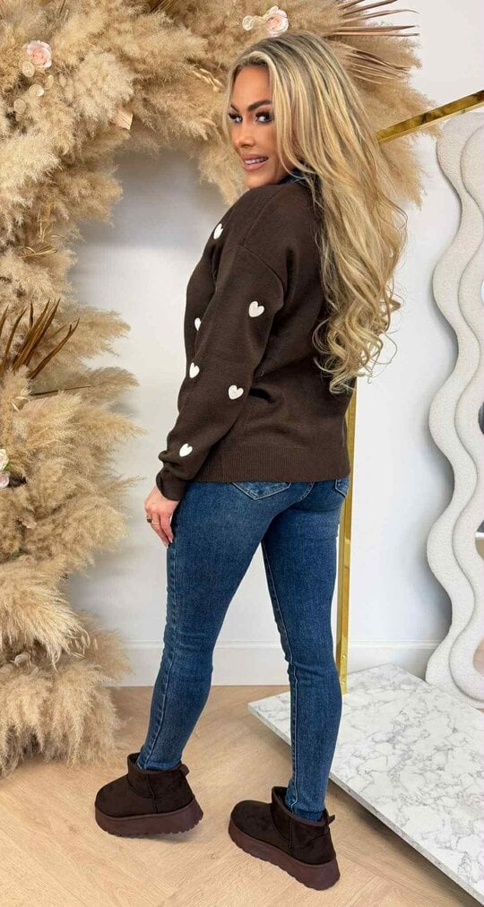 DENIM KRAAG HARTJES SWEAT 1026 CHOCO