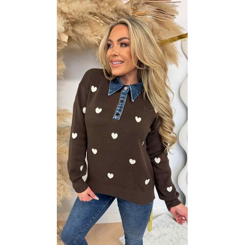 DENIM KRAAG HARTJES SWEAT 1026 CHOCO