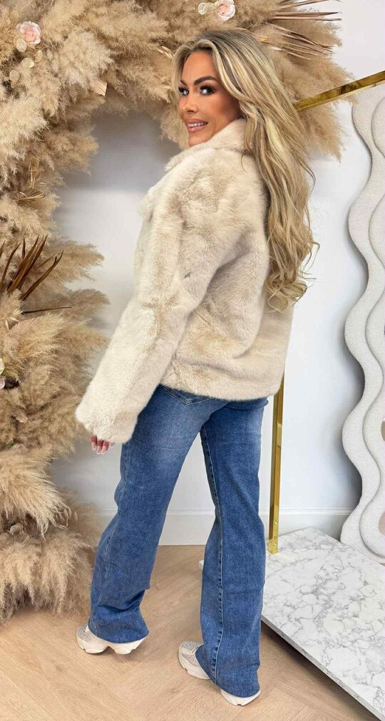 DIAMOND FAKE FUR KRAAG JACKET 1100 LIGHTBEIGE