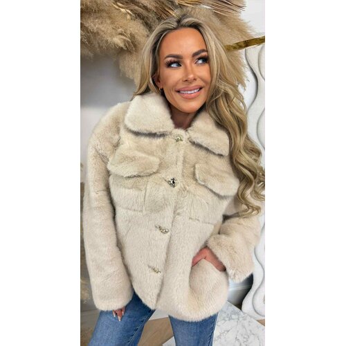 DIAMOND FAKE FUR KRAAG JACKET 1100 LIGHTBEIGE