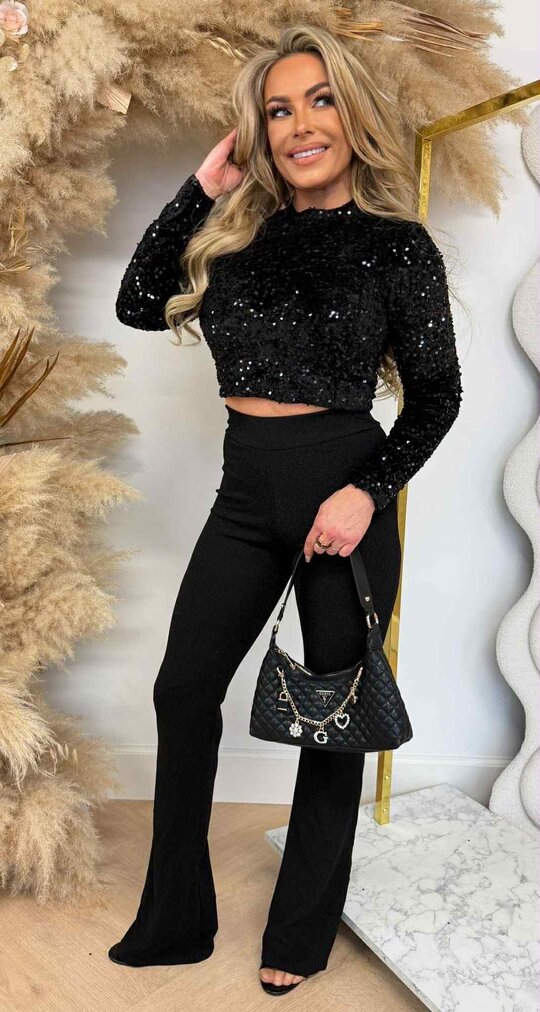 SEQUIN PARTY TOP 7051 BLACK