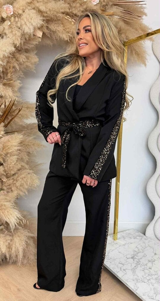 GRACE SEQUINS STRIPE SET BLACK/GOLD GRACE SEQUINS STRIPE SET BLACK/GOLD