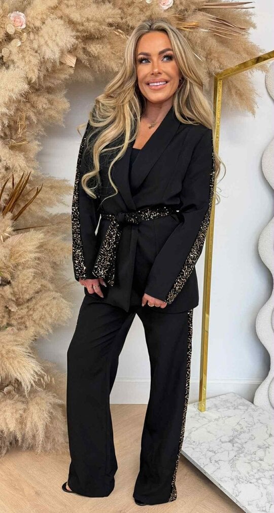 GRACE SEQUINS STRIPE SET BLACK/GOLD GRACE SEQUINS STRIPE SET BLACK/GOLD