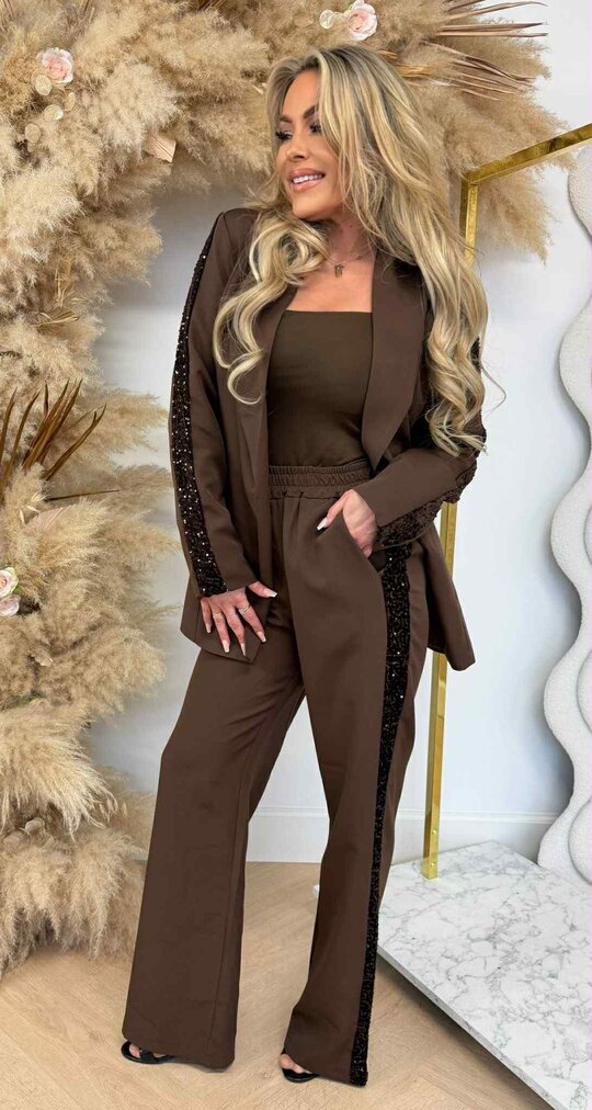 GRACE SEQUINS STRIPE SET CHOCO GRACE SEQUINS STRIPE SET CHOCO