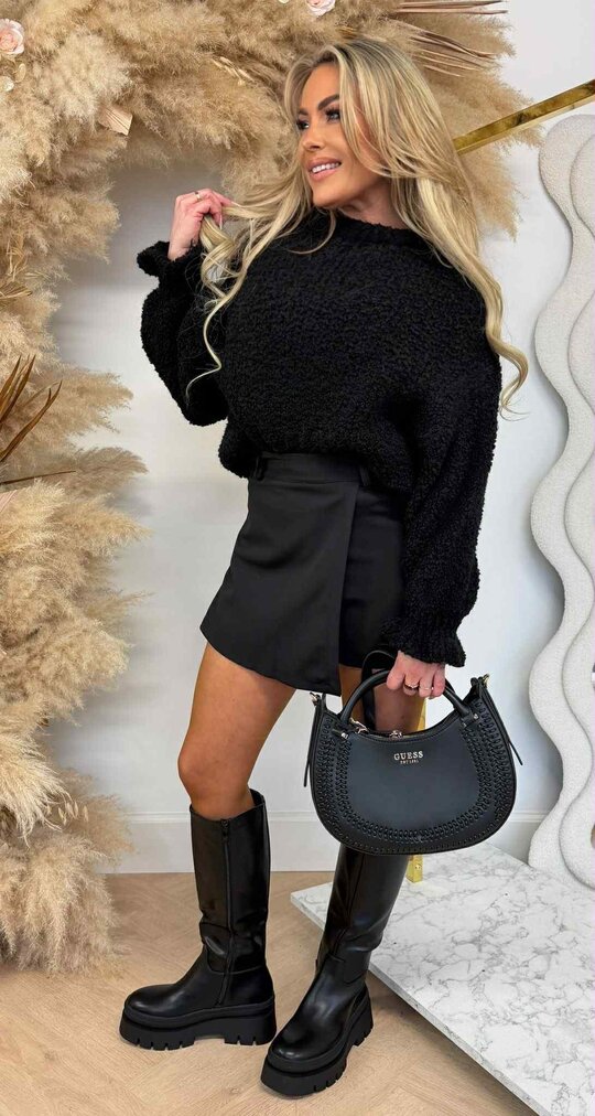 TEDDY RUFFLE SWEATER BLACK TEDDY RUFFLE SWEATER BLACK