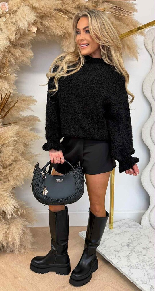 TEDDY RUFFLE SWEATER BLACK TEDDY RUFFLE SWEATER BLACK