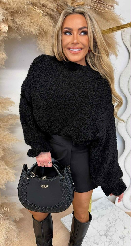 TEDDY RUFFLE SWEATER BLACK TEDDY RUFFLE SWEATER BLACK