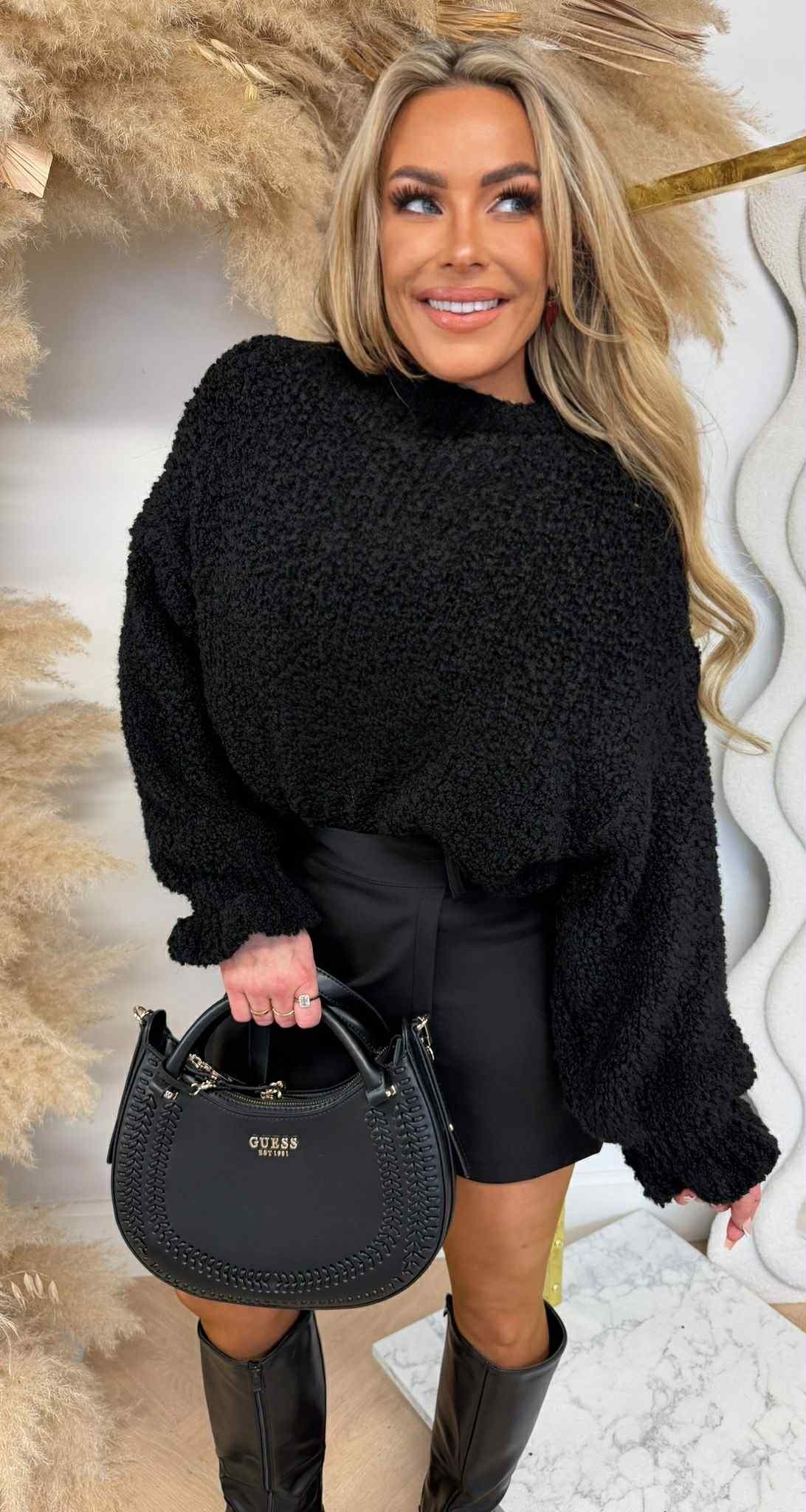 TEDDY RUFFLE SWEATER BLACK TEDDY RUFFLE SWEATER BLACK