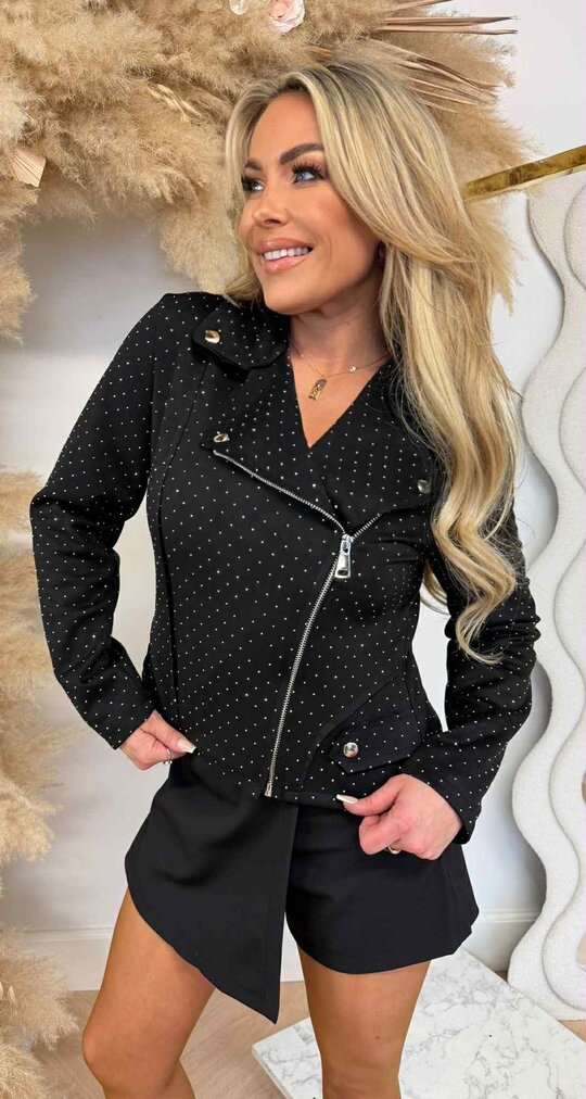 GLITTER SUEDE JACKET BLACK