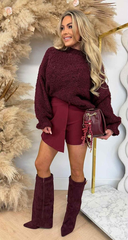TEDDY RUFFLE SWEATER BURGUNDY