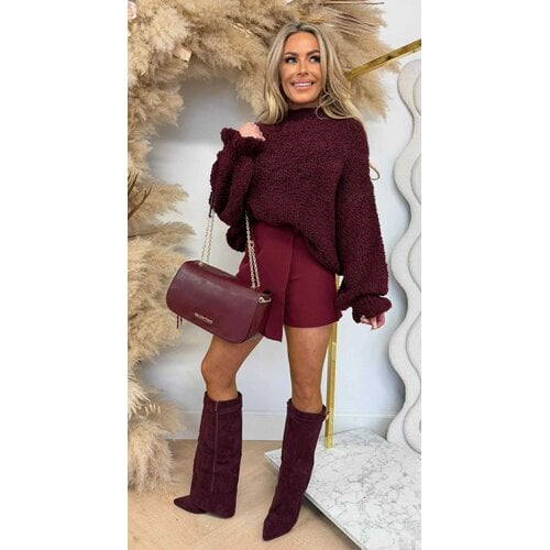 TEDDY RUFFLE SWEATER BURGUNDY TEDDY RUFFLE SWEATER BURGUNDY