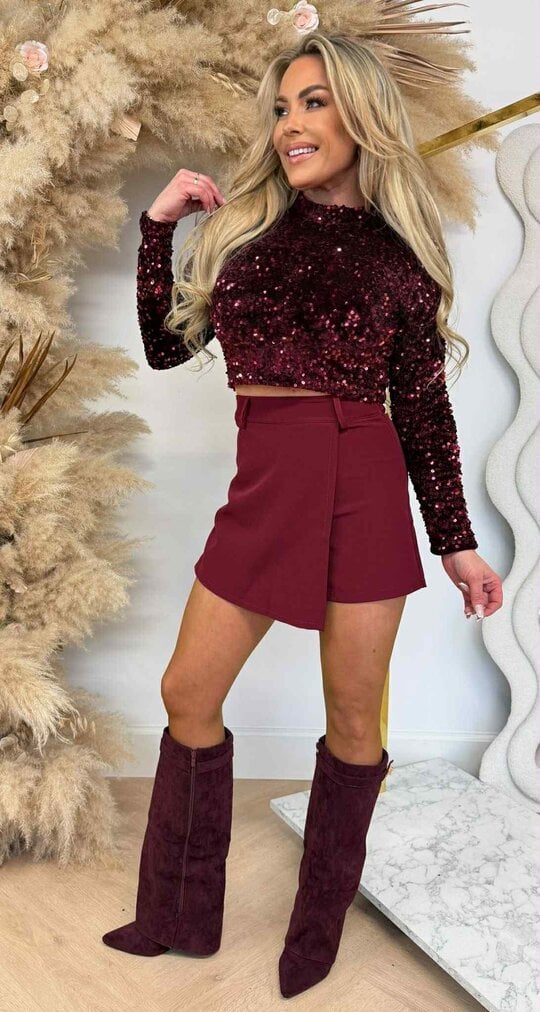 SEQUIN PARTY TOP 7051 BORDEAUX
