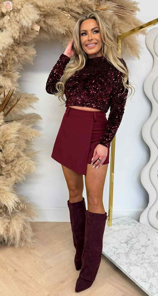 SEQUIN PARTY TOP 7051 BORDEAUX