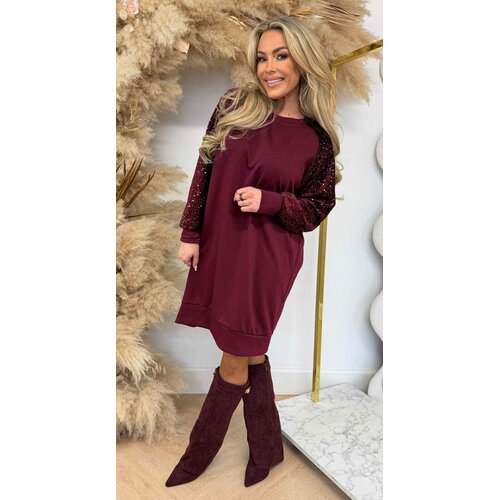 LOA PAILLET SLEEVE SWEATDRESS BURGUNDY LOA PAILLET SLEEVE SWEATDRESS BURGUNDY