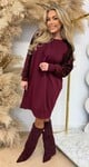 LOA PAILLET SLEEVE SWEATDRESS BURGUNDY