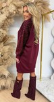 LOA PAILLET SLEEVE SWEATDRESS BURGUNDY