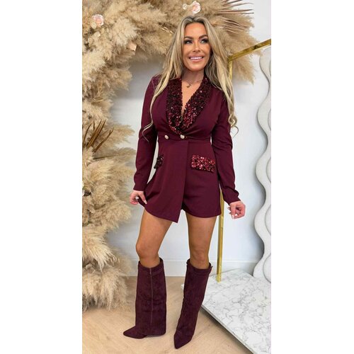 SEQUIN CHIQUE PLAYSUIT BURGUNDY SEQUIN CHIQUE PLAYSUIT BURGUNDY