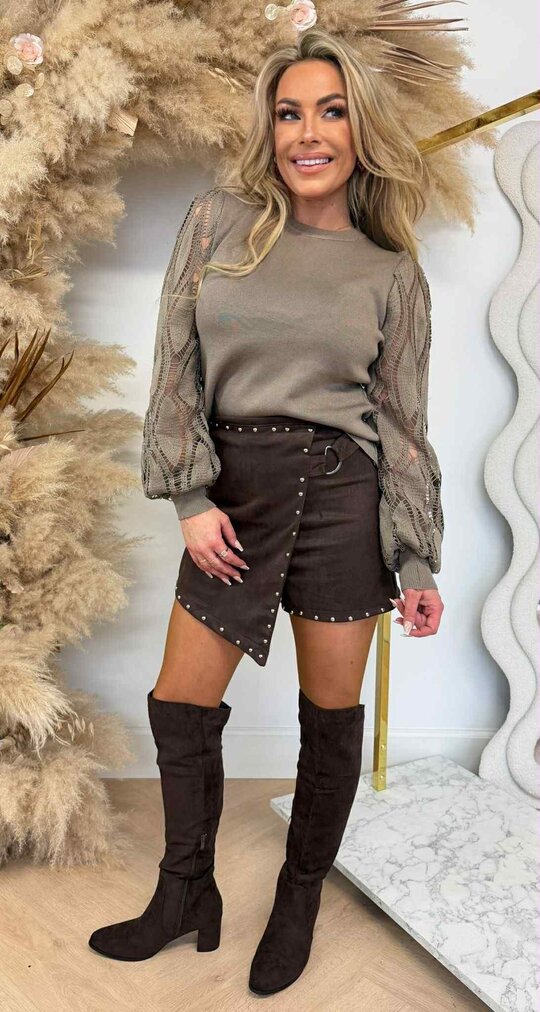 TWISTY SLEEVE TOP 9314 TAUPE