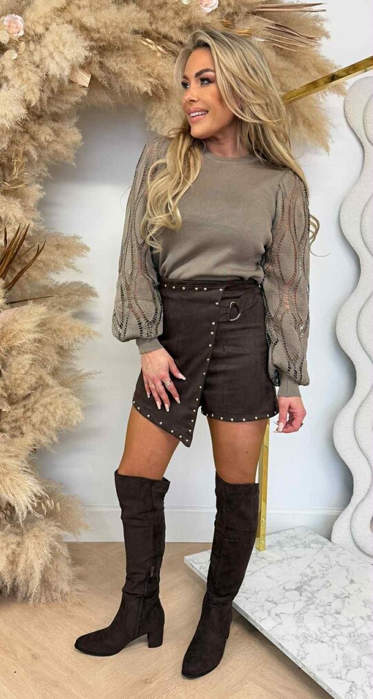 TWISTY SLEEVE TOP 9314 TAUPE