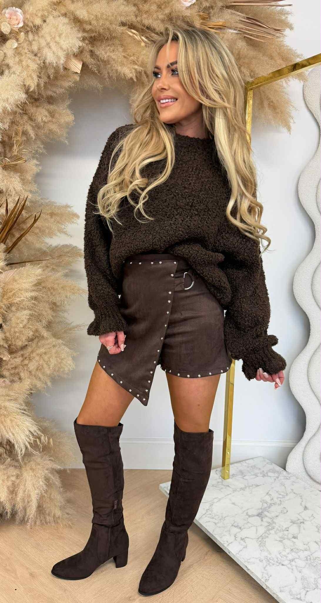 TEDDY RUFFLE SWEATER CHOCO TEDDY RUFFLE SWEATER CHOCO