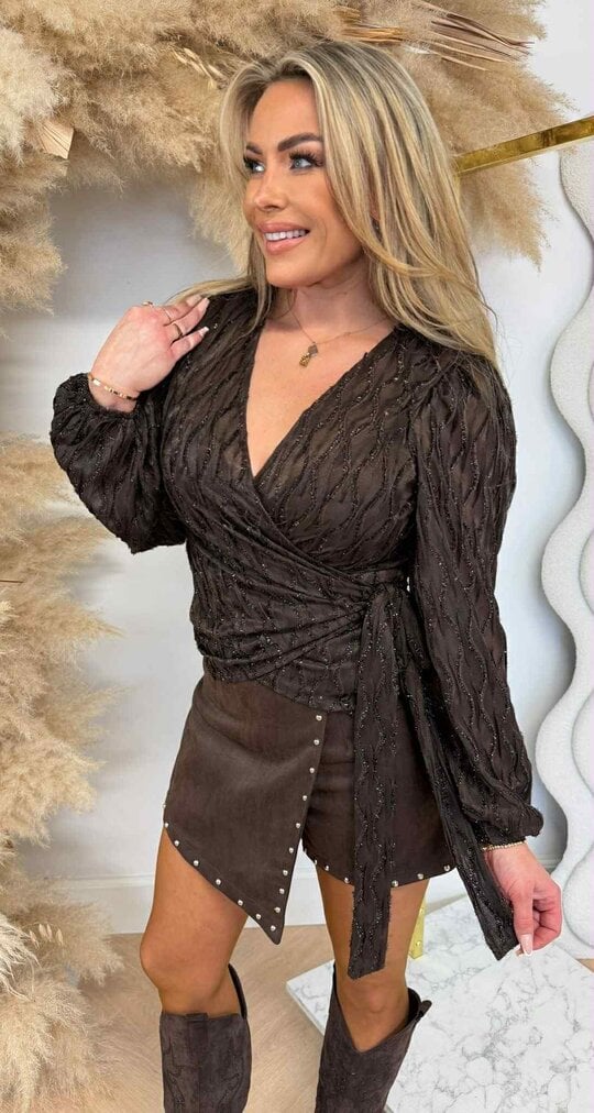 SHINE OMSLAG TOP 8866-2 DARKBROWN