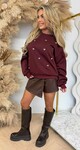 HARTJES STUDDED SWEAT 5345 BORDEAUX
