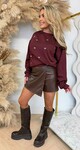HARTJES STUDDED SWEAT 5345 BORDEAUX