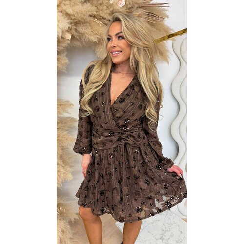 PARI SEQUIN DRESS 5496-3 COFFEE