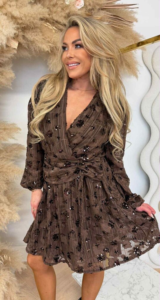 PARI SEQUIN DRESS 5496-3 COFFEE