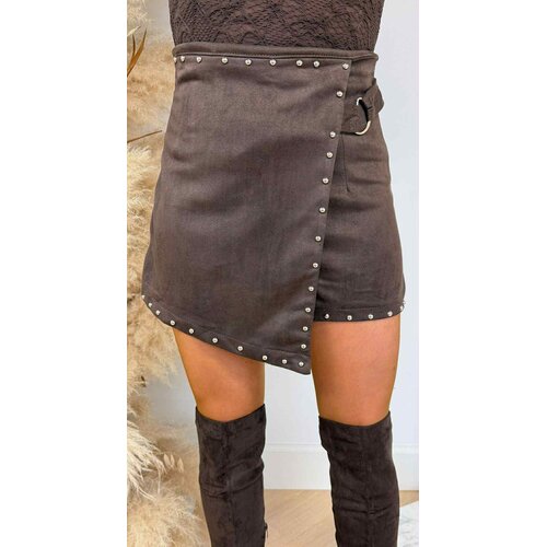SUEDE LOOK STUDS SKORT CHOCO SUEDE LOOK STUDS SKORT CHOCO