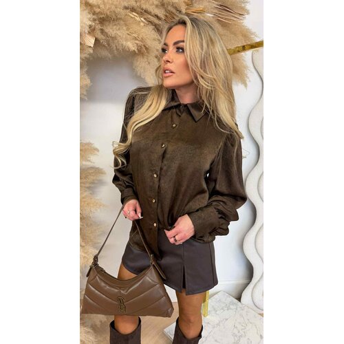 WASHED SHINING BLOUSE *H* 8573 BROWN WASHED SHINING BLOUSE *H* 8573 BROWN