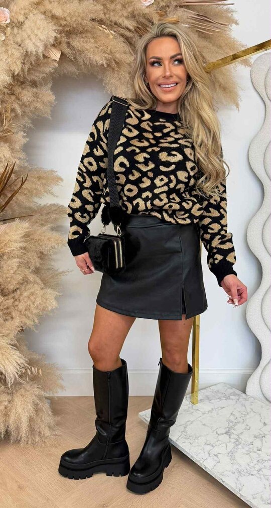 LEOPARD SHINE SWEAT 16996 BLACK LEOPARD SHINE SWEAT 16996 BLACK