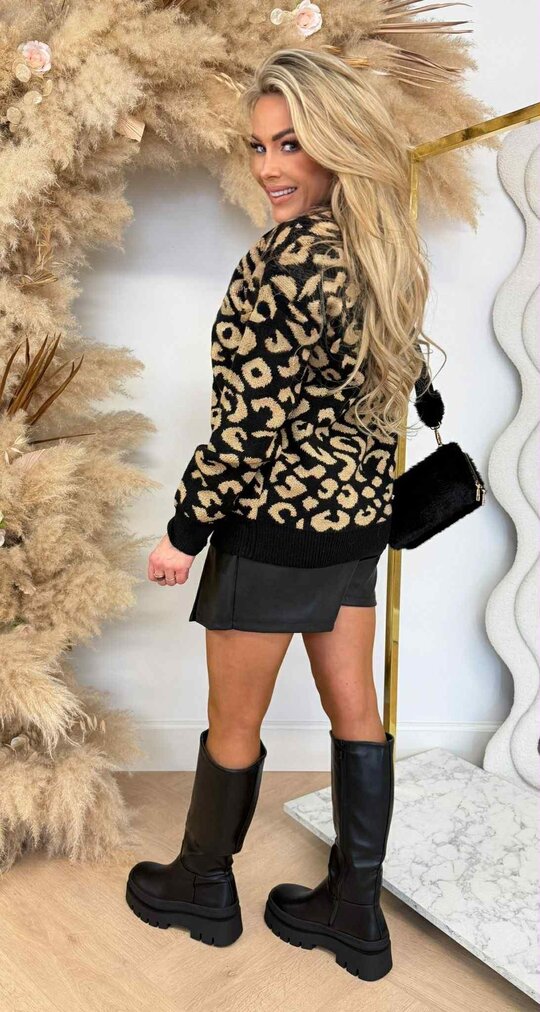 LEOPARD SHINE SWEAT 16996 BLACK LEOPARD SHINE SWEAT 16996 BLACK