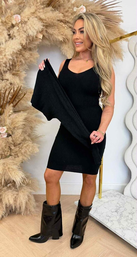 TWO PIECE DRESS + SWEATER BLACK