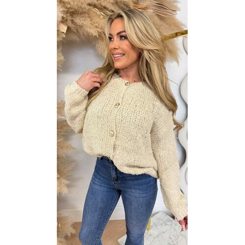 SOFT TEDDY BUTTON VEST/SWEAT 0165 LIGHTBEIGE