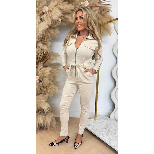 MISS ONE ZIP JUMPSUIT BEIGE MISS ONE ZIP JUMPSUIT BEIGE