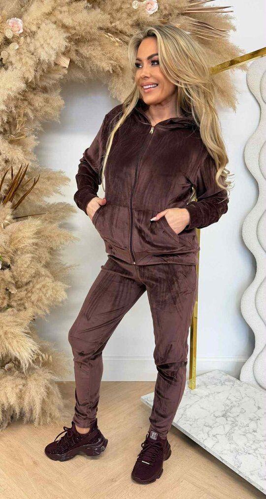 BASIC ZIP VELVET SET 287 CHOCO