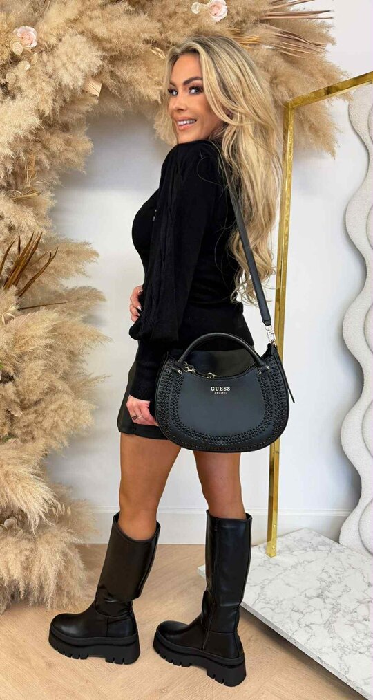 ASYM SLEEVE TOP 7155 BLACK