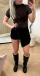 SUEDE LOOK STUDS SKORT BLACK SUEDE LOOK STUDS SKORT BLACK