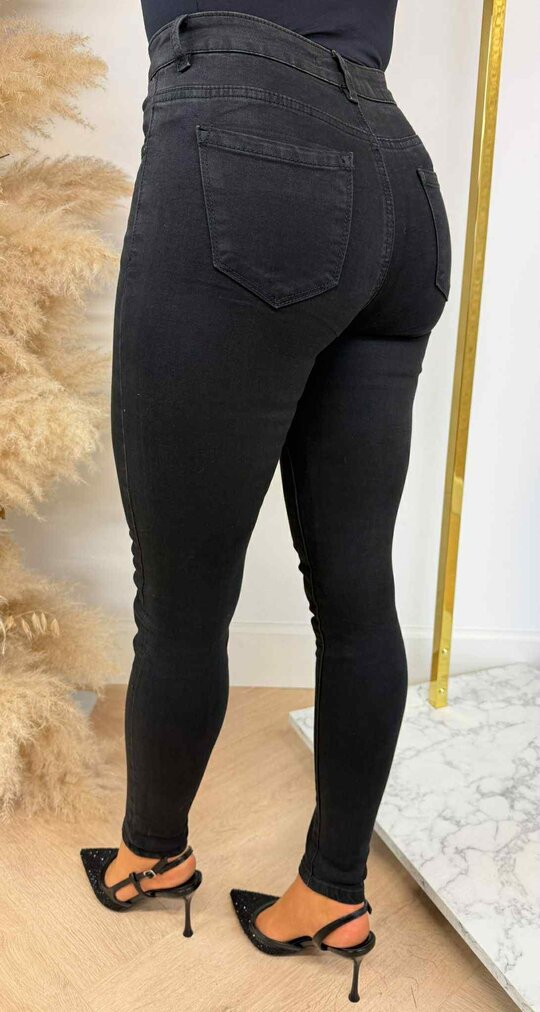 SKINNY HIGH WAIST JEANS K061 BLACK SKINNY HIGH WAIST JEANS K061 BLACK