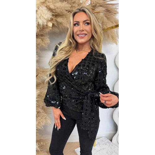 ALL OVER PAILLETTEN OMSLAG TOP 8866-3 BLACK ALL OVER PAILLETTEN OMSLAG TOP 8866-3 BLACK