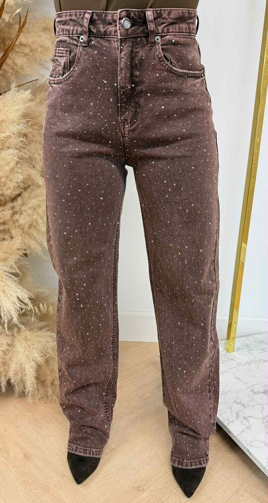 SPARKLE WIDE LEG JEANS A3825 CHOCO