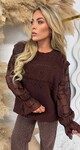 RUFFLY MESH SHINE SWEAT 1488 COFFEE