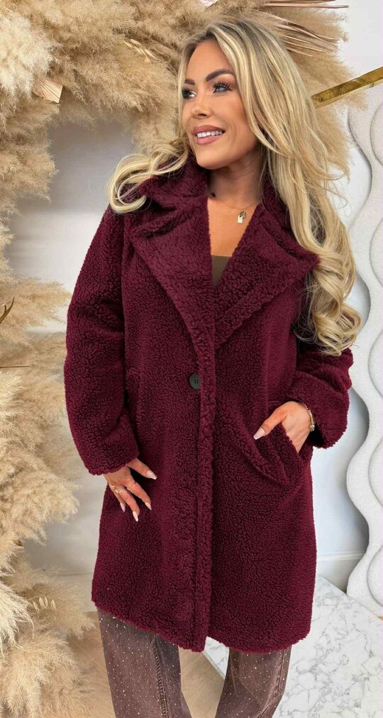 SUPER SOFT TEDDY COAT BORDEAUX